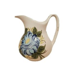Vintage CLINCHFIELD ARTWARE Pottery Cash Family Erwin TN 1945 Blue Rose Pitcher